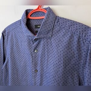 HUGO BOSS Men Casual Button Down Shirt Long Sleeve Polka Dot Size M Slim Fit